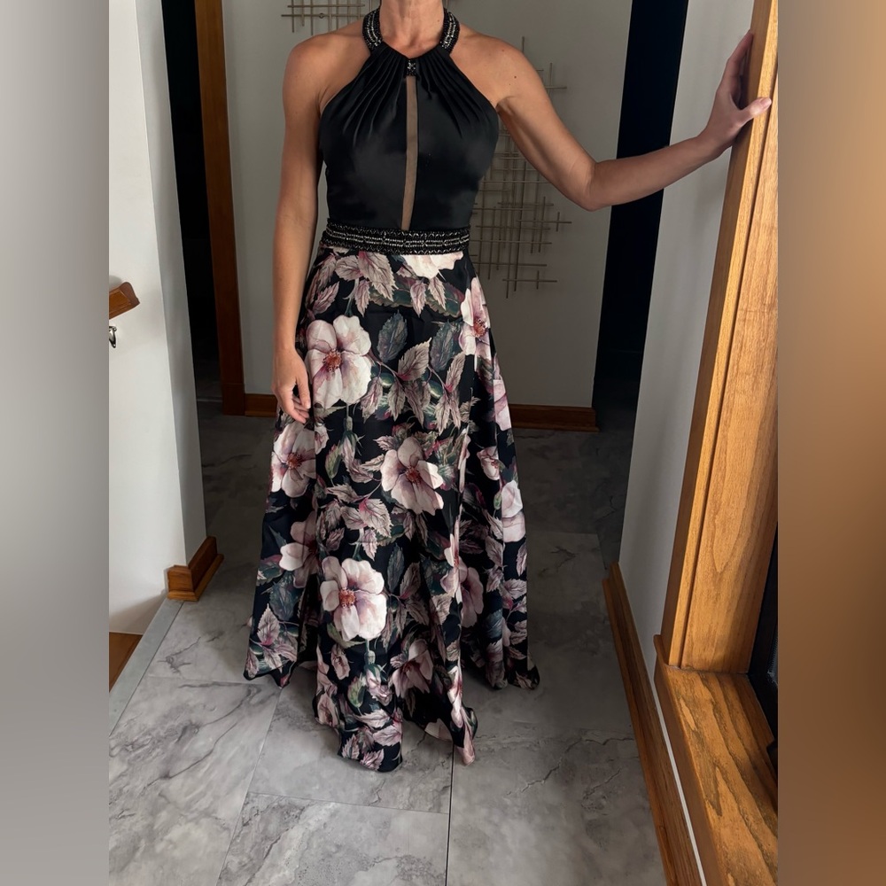 Black Floral Evening Gown